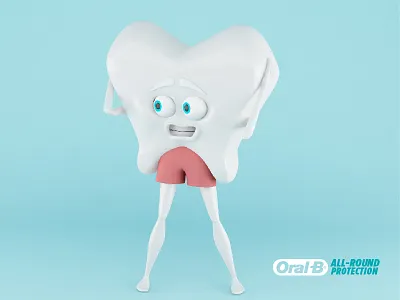 Mo the tooth! 3d cgi character germs oral b scared tooth toothpaste white