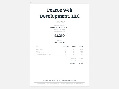 Invoice billing business invoice