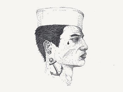 Sailor dot dots dotwork illustration man profile sailor tattoo young