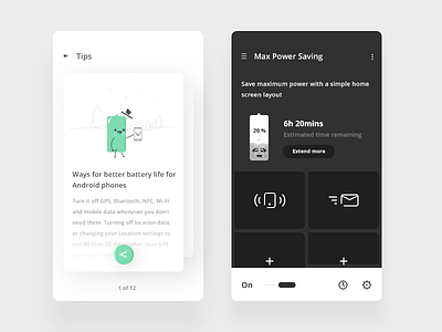 Power Saver mode (tips and max power saving) app battery max power saver saving mode settings time tips ui