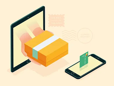 Woo Commerce blog booncon card commerce delivery devices ipad iphone isometric mobile pixels post