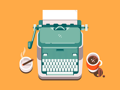 Retro Typewriter cigar flat game icon illustration journalism old retro typewriter vector vintage writer