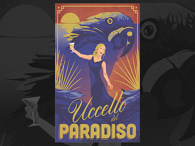 Uccello Del Paradiso illustration retro typography vector