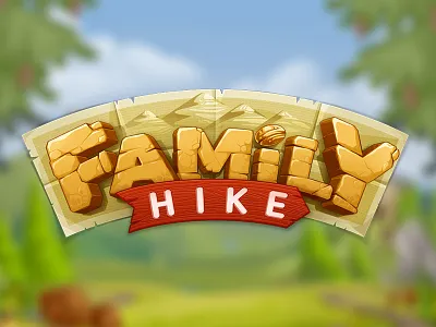Family Hike logo 2d family game design illustration logo design mountains