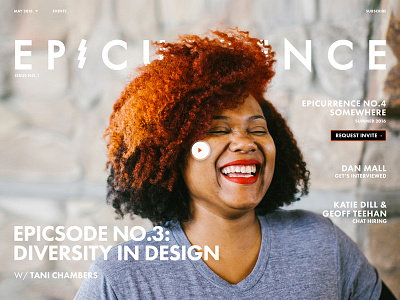 New Epicurrence.com (Coming Soon) conference diversity epic epicurrence event home page homepage interface landing page magazine video website