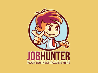 Businessman Mascot Logo Template businessman cartoon character cute funny guy man mascot office pointing tie worker