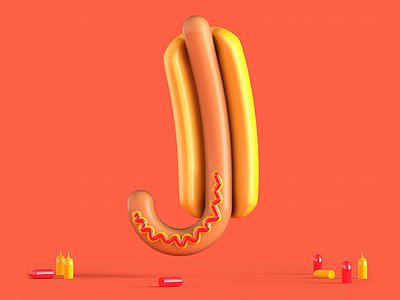 J for jumbo sausage 3d c4d cinema 4d illustration model