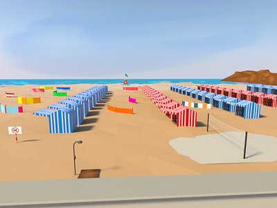 Beach 3d modeling beach c4d colors lowpoly summer