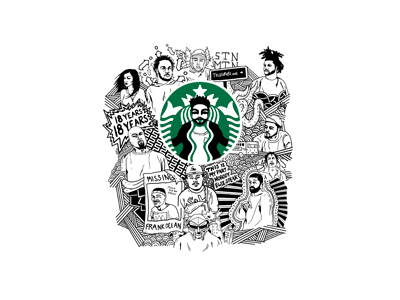 Contemporary Music (Full) artists coffee art hand drawn hip hop lyrics music starbucks