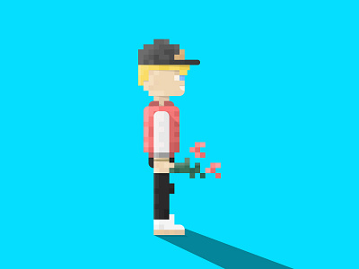 lovestruck character edwin carl capalla flowers love person pixel pixelated roses simple struck