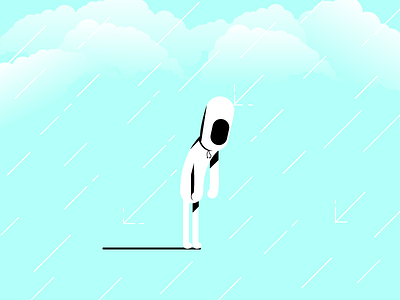 Rain Boy blue boy character clouds hard rain shadows