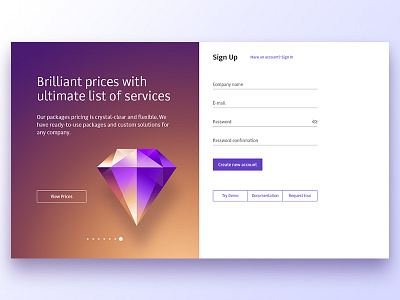 Sign Up Window blur card flat gem login material price sign up ui ux web window