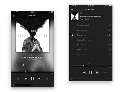 Music Player blur icons interface ios list music player playlist progress sketch ui ux