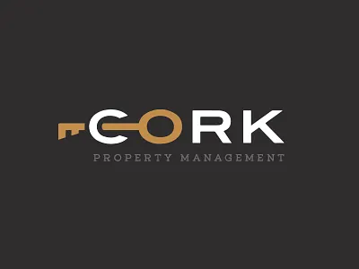 Cork Property Management brand cork home house identity key lock logo property