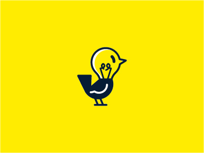 Bright Bird Logo bird bright bulb cute idea light smart