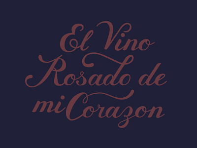 El Vino Rosado cursive el vino rosado de mi corazon hand drawn heart label navy pink script spanish typography wine