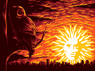 Illustration for gig poster cloud dawn event gig illustration owl vector