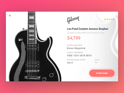 Credit Card Checkout UI card checkout dailyui design ecommerce gibson guitar shop ui ux web website