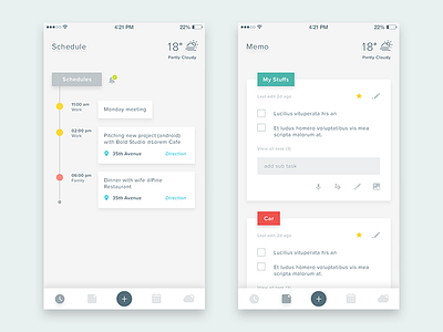 Task, Memo, Schedule, Weather & etc. calendar card ios iphone memo minimalist schedule simple task timeline ui weather