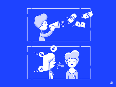 Talk volume 2 :) boy girl icon illustration money talk