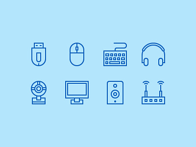 Computer Accessories Icon headphone icon icon set iconography keyboard line icon outline icon router sound box thin icon thstudio webcam