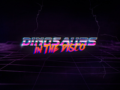 Dinosaurs in the Disco 80s disco logo retro typo typography vintage