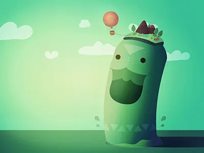 Ethnic Landscape boho cartoon character ethnic happy island lake landscape monster realism sea