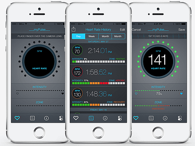 myPulse iOS Heart Monitor App data visualization health ios monitor visual design