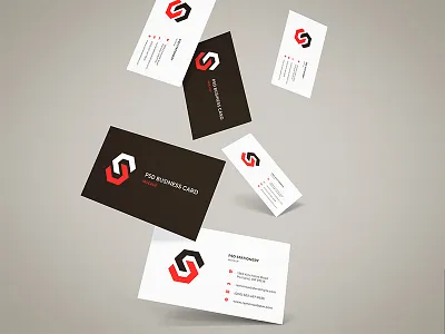 Freebie - Flying Business Cards Mockup business card drop falling flying free freebie mockup presentation psd realistic style