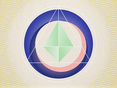 Gem 3d abstract coral gem geometric geometry gradient linework mint pastel shapes triangle