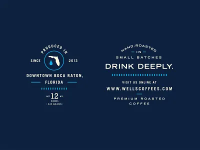 Wells Coffee Lockups badge branding coffee drink florida identity label lockup logo packaging seal typography