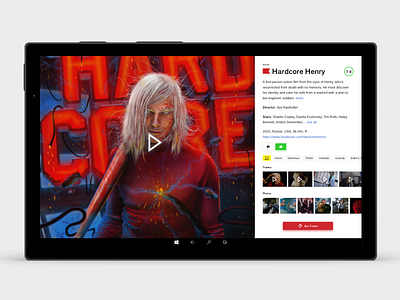 Movie card detailed view concept afisha cinema hardcore henry movie twrkchallenge uwp windows