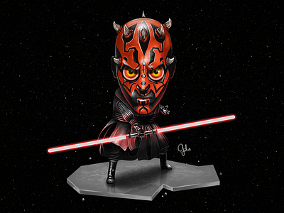 Lil' Darth Maul darkness darth darth maul fan art gulce baycik gülce baycık illustration lightsaber maul red star wars the phantom menace