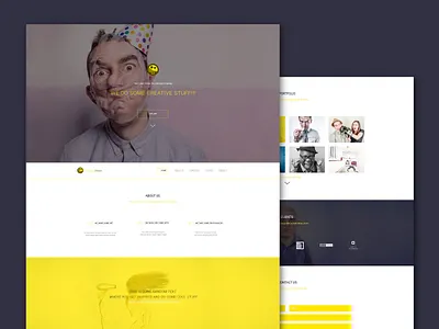 Freebie - YellowMoon,PSD Landing Page design flat free freebie funny landing moon page psd template theme yellow