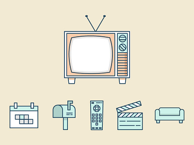 Program Pal Icon Set color design icon set icons illustration line art minimal outlines television ui vector