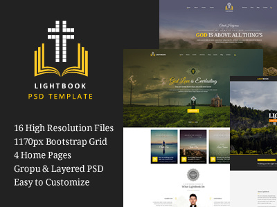 LightBook - Church PSD Template bible charity christ christian church churches events mosque non profit political religion religious