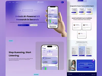 EchoUX – AI-Powered UX Research Dashboard & SaaS Landing Page ai productdesign saas ui uidesign ux uxresearch