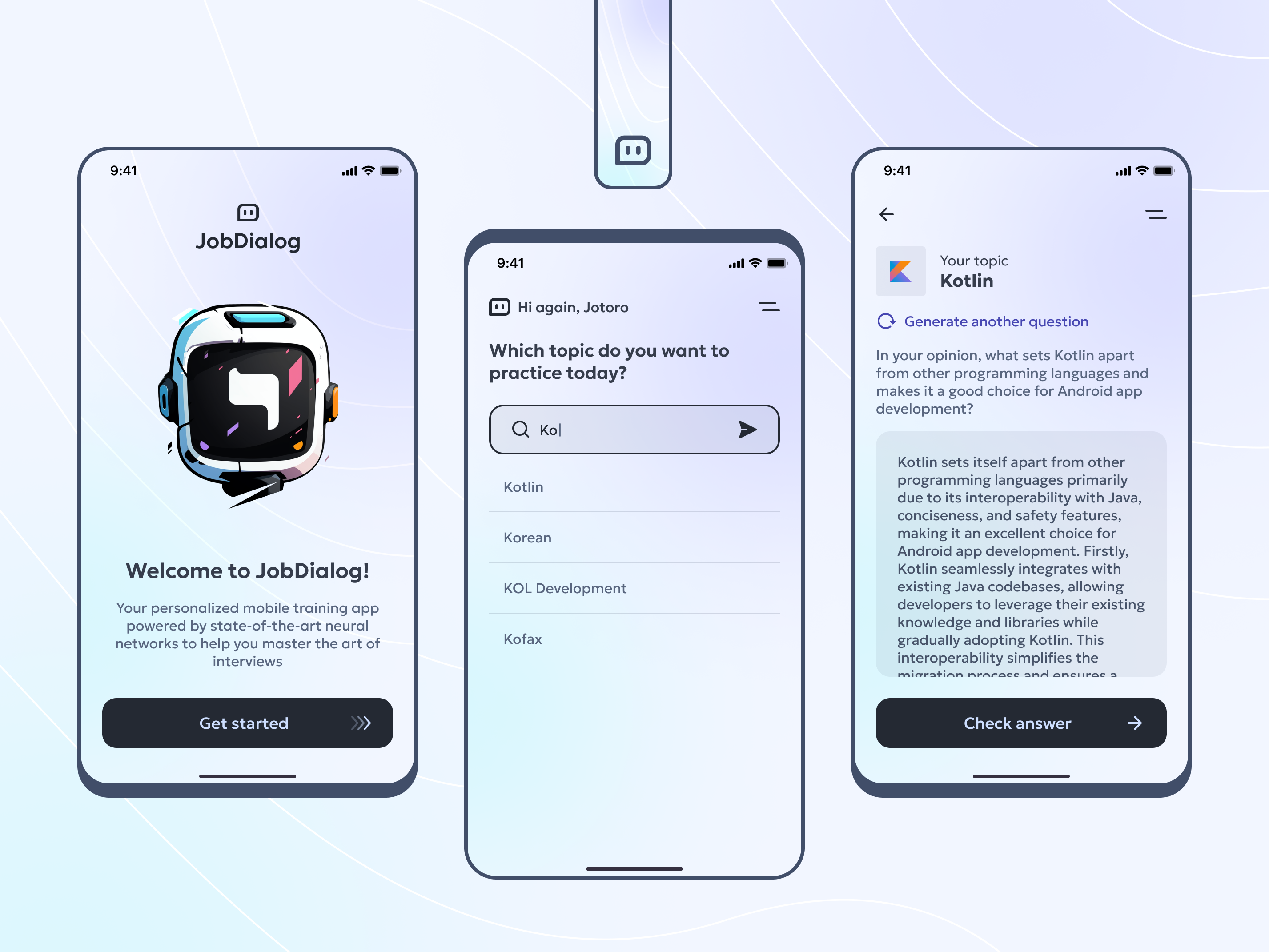 Job Dialog — Mobile App Concept | AI Practice Programming Skills by ...
