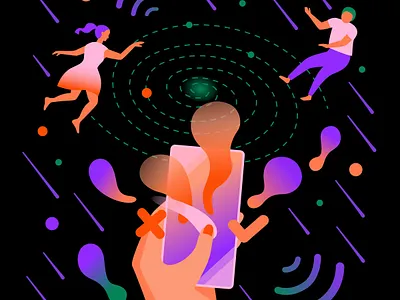 Situationship app character design concept digital digital art digitalization gradient graphic design illustration intimacy relationship situationship social media surreal vector vector art