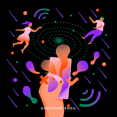 Situationship app character design concept digital digital art digitalization gradient graphic design illustration intimacy relationship situationship social media surreal vector vector art