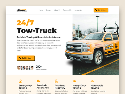 Tow Truck Company landing page design agency business customwebsite design digitalmarketing landing page localbusiness marketing responsivedesign smallbusinesswebsite towtruckbusiness ui uiux uiuxdesign ux web web design webdesignerforhire website website design