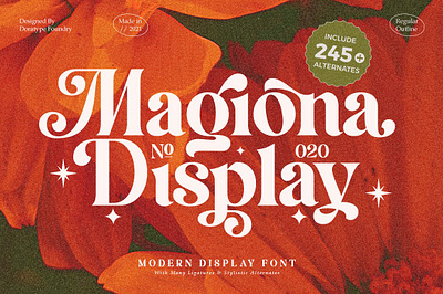 Magiona Display branding cards designer display elegant fashion greeting letter ligatures logo magazine magiona display modern poster serif font social media stylish typeface typography wedding