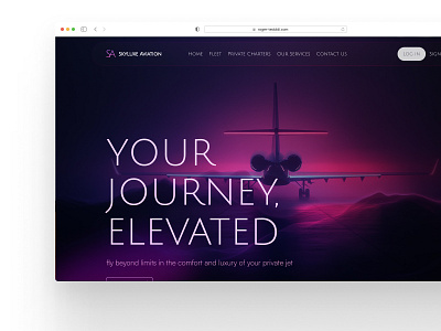 Private Jet Service Website Concept - Elevate Your Journey black dark mode hero section luxurious private jet private jet service website ui ux