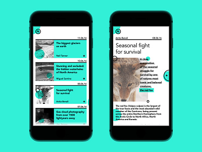 Concept App - Natural World app article design experience layout natural news ui user ux world