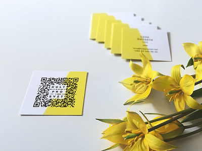 Business cards for Kultprosvet team members business card identity kultprosvet qr code