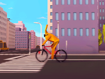 Fixie city riding 🚴 🚀 3d antonmoek character characterdesign cinema4d fixedgear fixie gamedesign illustration lowpoly render