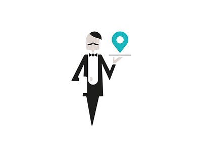 Butler Logo/Mascot butler character french locator logo map mascot negative pin restaurant space waiter