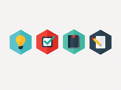 Study Hard book course icons illustration learning lightbulb papers school writing
