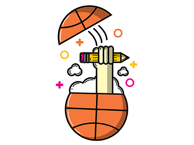 Basketball to Design basketball color design icon illustration orange pencil vector yellow