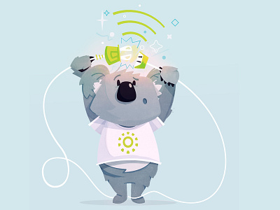 Let there be wifi! bear character illustration koala mascot plug power wifi